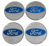 Naklejki na kołpaki Ford 55 mm silikonowe chrom