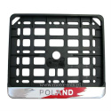 Ramka pod tablicę rejestracyjną - kwadratowa duża (motocyklowa) - POLAND chrom