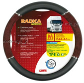 Pokrowiec na kierownicę 44-46 cm (M- BUS, TIR) RADICA czarny, drewno TPE