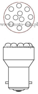 Żarówka LED czerwona BA15s (R 10W 12V)