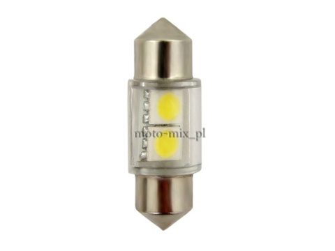 Żarówka SV8.5 31mm rurka 2x 5050SMD LED 1W 12V biała, 2 szt. Żarówka SV8.5 31mm rurka 2x 5050SMD LED 1W 12V biała, 2 szt.