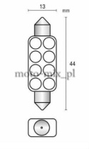 Żarówka rurkowa, paluszek - niebieska - 8 LED 13x44 mm