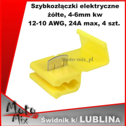 Szybkozłączki elektryczne, żółte, 4-6mm kw, 12-10 AWG, 24A max, 4 szt.