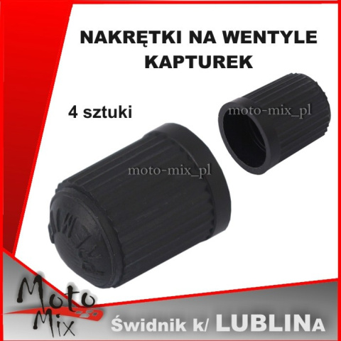 Nakrętki na wentyle KAPTUREK 4 szt czarny Nakrętki na wentyle KAPTUREK 4 szt czarny