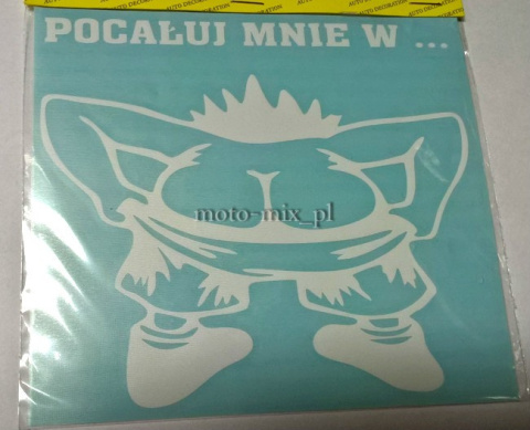 Naklejka napis POCAŁUJ MNIE W ... BIAŁA Naklejka napis POCAŁUJ MNIE W ... BIAŁA