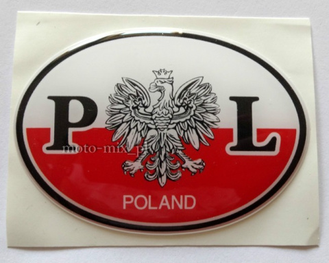 Naklejka silikonowa - PL elipsa POLAND 7,5 x 5,5 cm