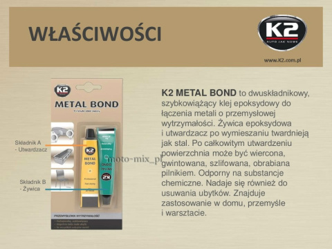 Klej do METALU Dwuskładnikowy K2 METAL BOND Klej do METALU Dwuskładnikowy K2 METAL BOND