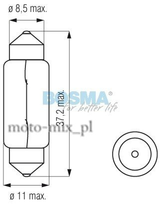 Żarówka RURKOWA C5W 36mm 5W Żarówka RURKOWA C5W 36mm 5W