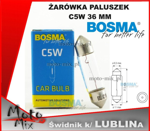 Żarówka RURKOWA C5W 36mm 5W Żarówka RURKOWA C5W 36mm 5W