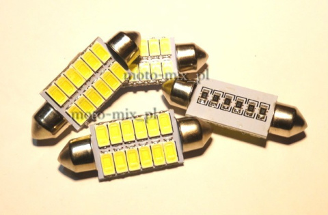 Żarówka RURKOWA biała Can bus 12 LED SMD 39mm