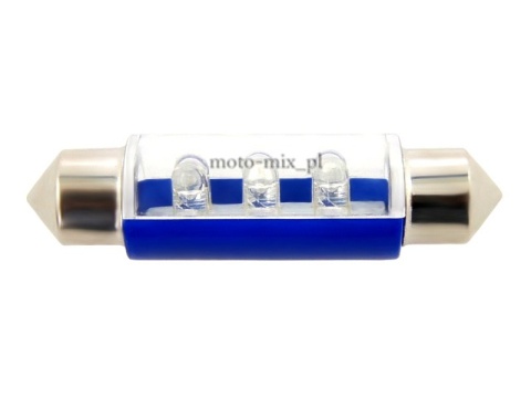 Żarówka rurkowa, paluszek Niebieska 6 LED 41 mm Żarówka rurkowa, paluszek Niebieska 6 LED 41 mm