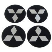 Naklejki na kołpaki MITSUBISHI 60 mm silikonowe chrom logo