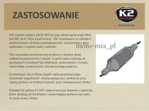 Dodatek do paliwa, regeneruje i chroni filtry DPF K2 Dodatek do paliwa, regeneruje i chroni filtry DPF K2