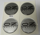 Naklejki na kołpaki OZ RACING 60 mm silikonowe srebrne