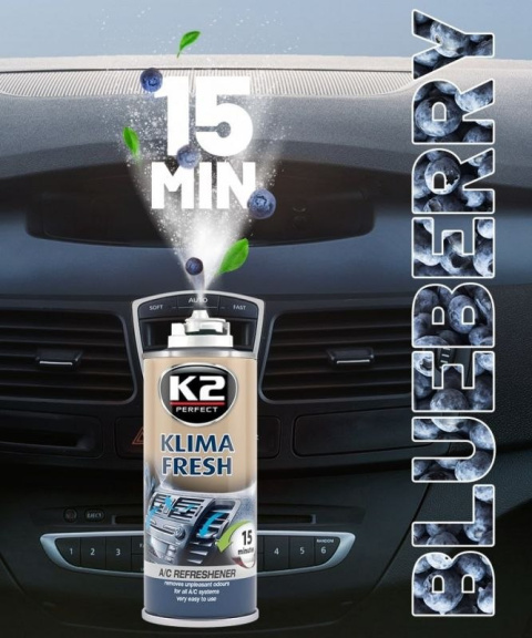 Preparat klimatyzacji K2 KLIMA FRESH 150 ML BLUEBERRY Preparat klimatyzacji K2 KLIMA FRESH 150 ML BLUEBERRY