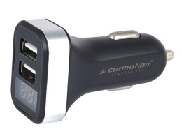 Ładowarka wtyczka z woltomierzem 2x USB, 3.1A, do gniazda zapalniczki 12/24V