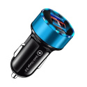 Szybka ładowarka samochodowa 2x USB z wyświetlaczem LED | Quick Charge 3.0 | Miernik napięcia SILVER