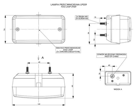 Lampa przeciwmgłowa uniwersalna - czerwona Lampa przeciwmgłowa uniwersalna - czerwona
