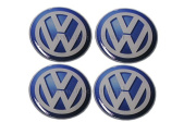 Naklejki na kołpaki VOLKSWAGEN 55 mm silikonowe niebieskie VW