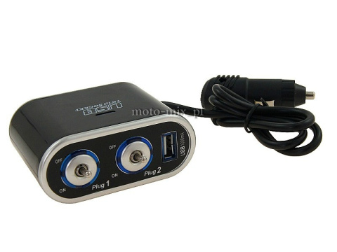 Rozgałęziacz zapalniczki II 12/24V włączniki, USB 1000 mA Rozgałęziacz zapalniczki II 12/24V włączniki, USB 1000 mA