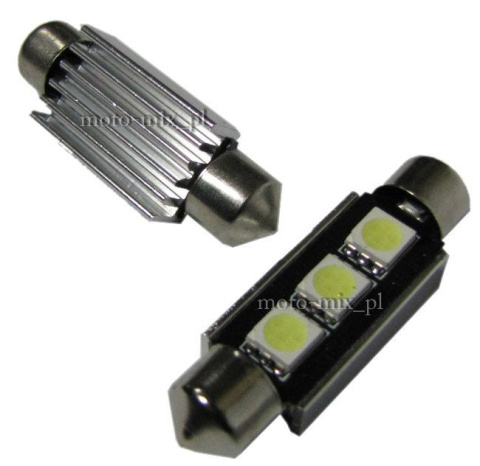 Żarówka RURKOWA biała Can bus - 3 LED SMD 36mm Żarówka RURKOWA biała Can bus - 3 LED SMD 36mm