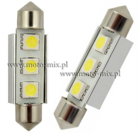 Żarówki RURKOWE białe Can bus - 3 LED SMD 41mm - 2szt. Żarówki RURKOWE białe Can bus - 3 LED SMD 41mm - 2szt.