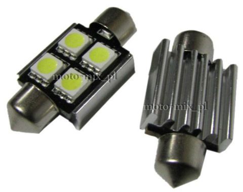 Żarówka RURKOWA biała Can bus 4 LED SMD 36mm