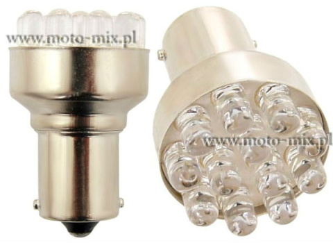 Żarówka ledowa symetryczna BA15S 12V (S25) 0.8W 12LED pomarańczowa Żarówka ledowa symetryczna BA15S 12V (S25) 0.8W 12LED pomarańczowa