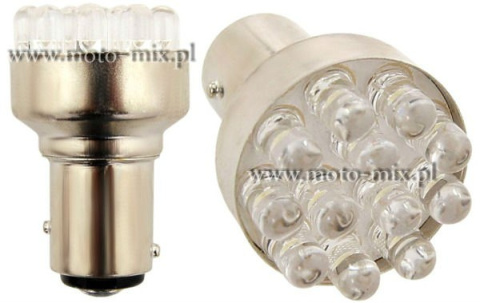 Żarówka ledowa asymetryczna BAY15D 12V (S25) 0.8W 12LED - biała 2szt. Żarówka ledowa asymetryczna BAY15D 12V (S25) 0.8W 12LED - biała 2szt.