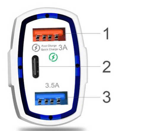 Ładowarka Szybka samochodowa 2x USB 1x Type-C | Szybkie ładowanie Quick Charge 3.0 | Ambient LED Ładowarka Szybka samochodowa 2x USB 1x Type-C | Szybkie ładowanie Quick Charge 3.0 | Ambient LED