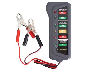 Tester akumulatora i alternatora 12V, z krokodylkami Tester akumulatora i alternatora 12V, z krokodylkami