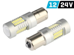 Żarówka P21W BA15s 12/24V 52x 4014 SMD LED, z soczewką, CANBUS, biała, 2 szt.