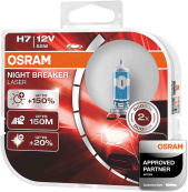 Żarówki OSRAM H7 12V 55W PX26d Night Breaker +200%, 2 szt.