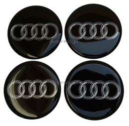 Naklejki na kołpaki Audi black 60 mm silikonowe