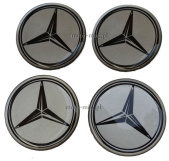 Naklejki na kołpaki Mercedes 50 mm silikonowe srebrne