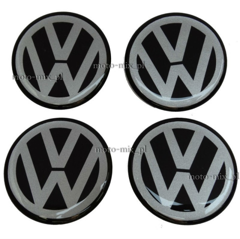 Naklejki na kołpaki Volkswagen 90 mm silikonowe czarne VW
