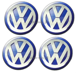 Naklejki na kołpaki Volkswagen 65 mm silikonowe niebieskie VW