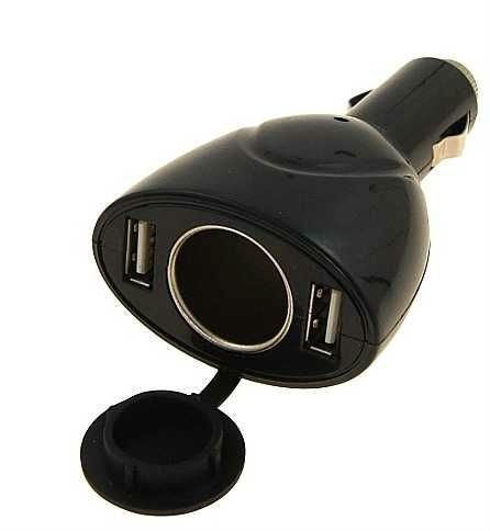 Rozgałęziacz gniazda zapalniczki 2 x USB z zatyczką Rozgałęziacz gniazda zapalniczki 2 x USB z zatyczką