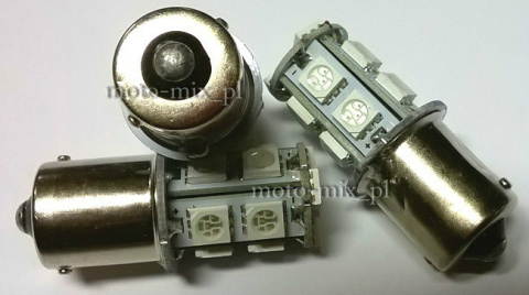 Żarówka LED pomarańczowa P21W BA15S 13 SMD 5050