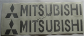 Naklejka MITSUBISHI napis srebrny + logo 33,5x6,5cm