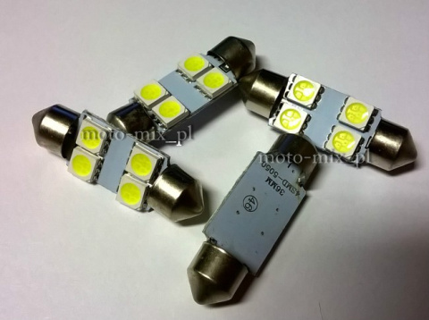 Żarówka rurkowa biała 4 LED SMD 36 mm Żarówka rurkowa biała 4 LED SMD 36 mm