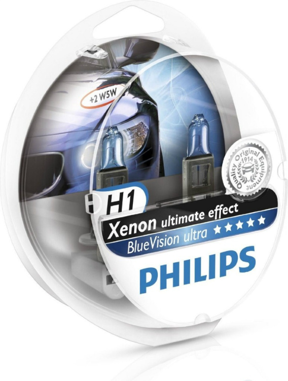 Zestaw żarówek H1 + W5W PHILIPS Xenon BlueVision ultra - 2szt.