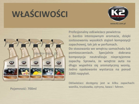 Zapach samochodowy DEOCAR truskawka K2 700 ML Profesionalny odświeżacz powietrza Zapach samochodowy DEOCAR truskawka K2 700 ML Profesionalny odświeżacz powietrza