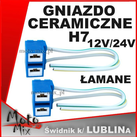 Gniazdo ceramiczne żarówki H7 łamane przewód 15cm 2 szt. Gniazdo ceramiczne żarówki H7 łamane przewód 15cm 2 szt.