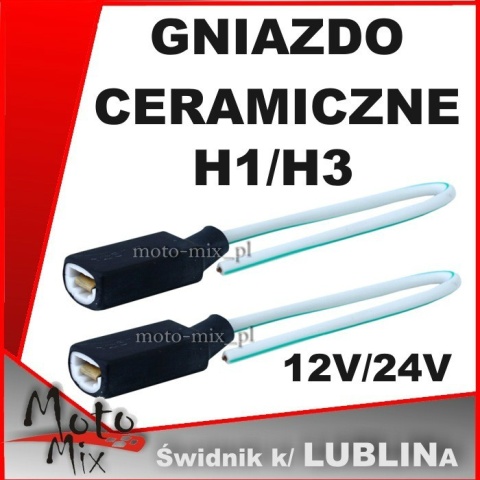 Gniazdo ceramiczne żarówki H1/H3 proste przewód 15cm 2 szt. Gniazdo ceramiczne żarówki H1/H3 proste przewód 15cm 2 szt.