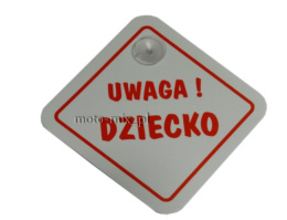 Tabliczka na przyssawkę Uwaga Dziecko czerwona