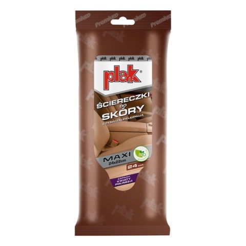 Plak Maxi ściereczki do czyszczenia tapicerki skórzanej 24x22 cm - 24szt Plak Maxi ściereczki do czyszczenia tapicerki skórzanej 24x22 cm - 24szt
