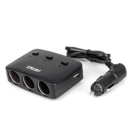 Rozgałęziacz rozdzielacz gniazda zapRalniczki z ładowarką 2x USB-A ON/OFF LED 12V 24V 100W 70cm