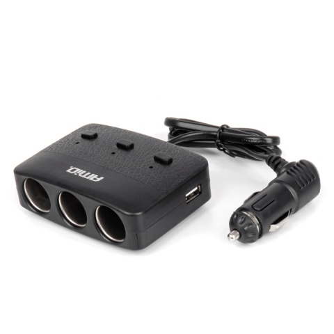 Rozgałęziacz rozdzielacz gniazda zapRalniczki z ładowarką 2x USB-A ON/OFF LED 12V 24V 100W 70cm Rozgałęziacz rozdzielacz gniazda zapRalniczki z ładowarką 2x USB-A ON/OFF LED 12V 24V 100W 70cm
