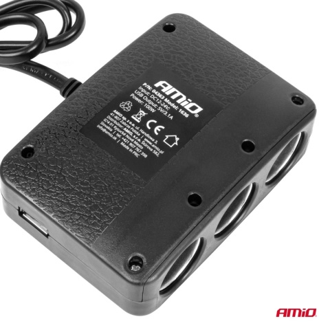Rozgałęziacz rozdzielacz gniazda zapRalniczki z ładowarką 2x USB-A ON/OFF LED 12V 24V 100W 70cm Rozgałęziacz rozdzielacz gniazda zapRalniczki z ładowarką 2x USB-A ON/OFF LED 12V 24V 100W 70cm
